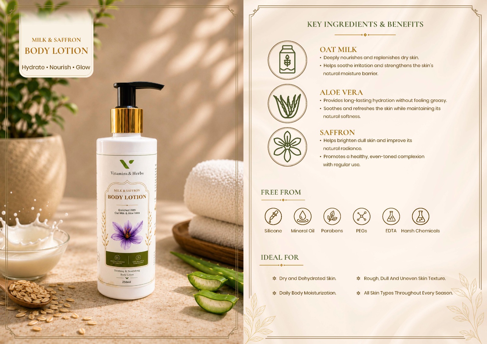 Milk & Saffron Body Lotion pack, body care - Vitamins & Herbs